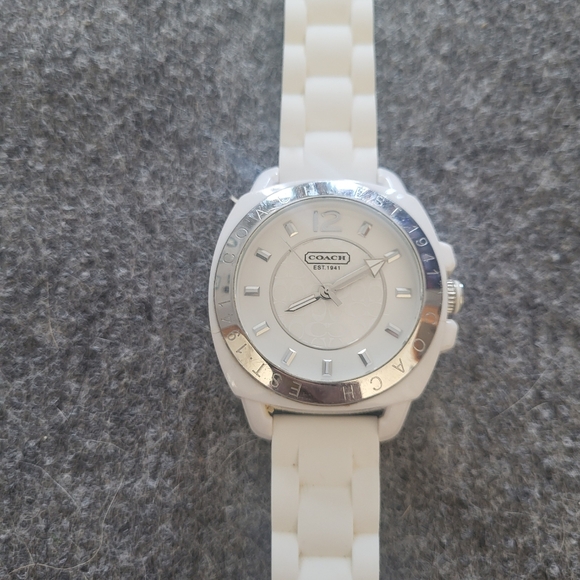 Coach White and Silver Watch Silicone Watch Band - Picture 6 of 6